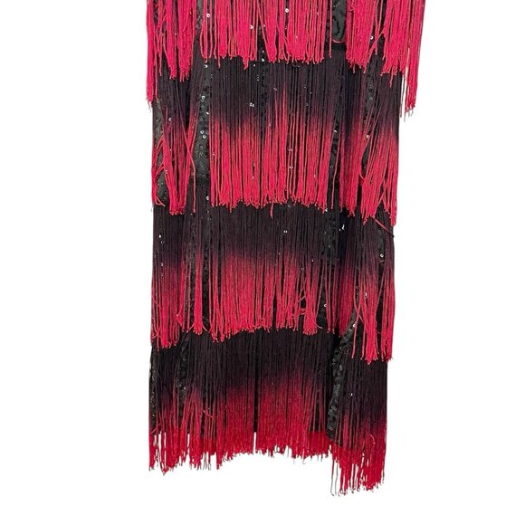Weissman‎ Dancewear Fringe Red Sequin Dress Dance Costume Flapper Jazz Ombre 4/6 - Picture 4 of 8